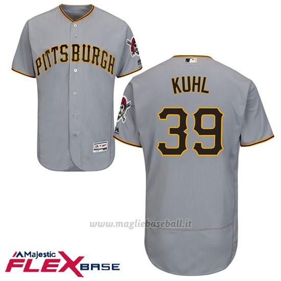 Maglia Baseball Uomo Pittsburgh Pirates Chad Kuhl Grigio Flex Base Autentico Collezione